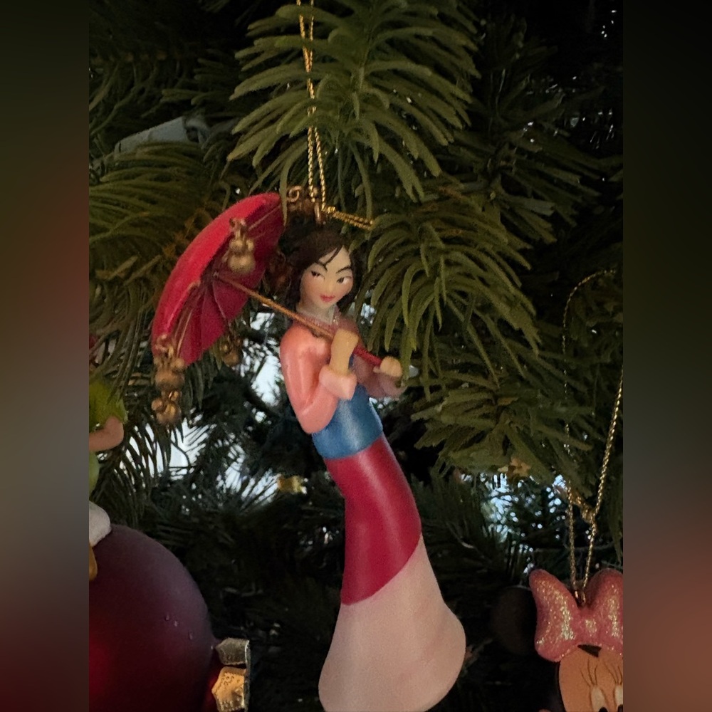 Disney Holiday Ornament with Red and Pink Accents